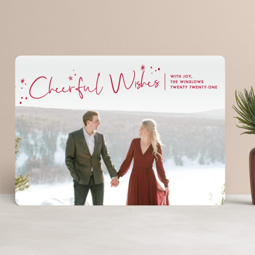 "Full Happiest" - Retired Holiday Cards in Berry by Kate Ross - Front