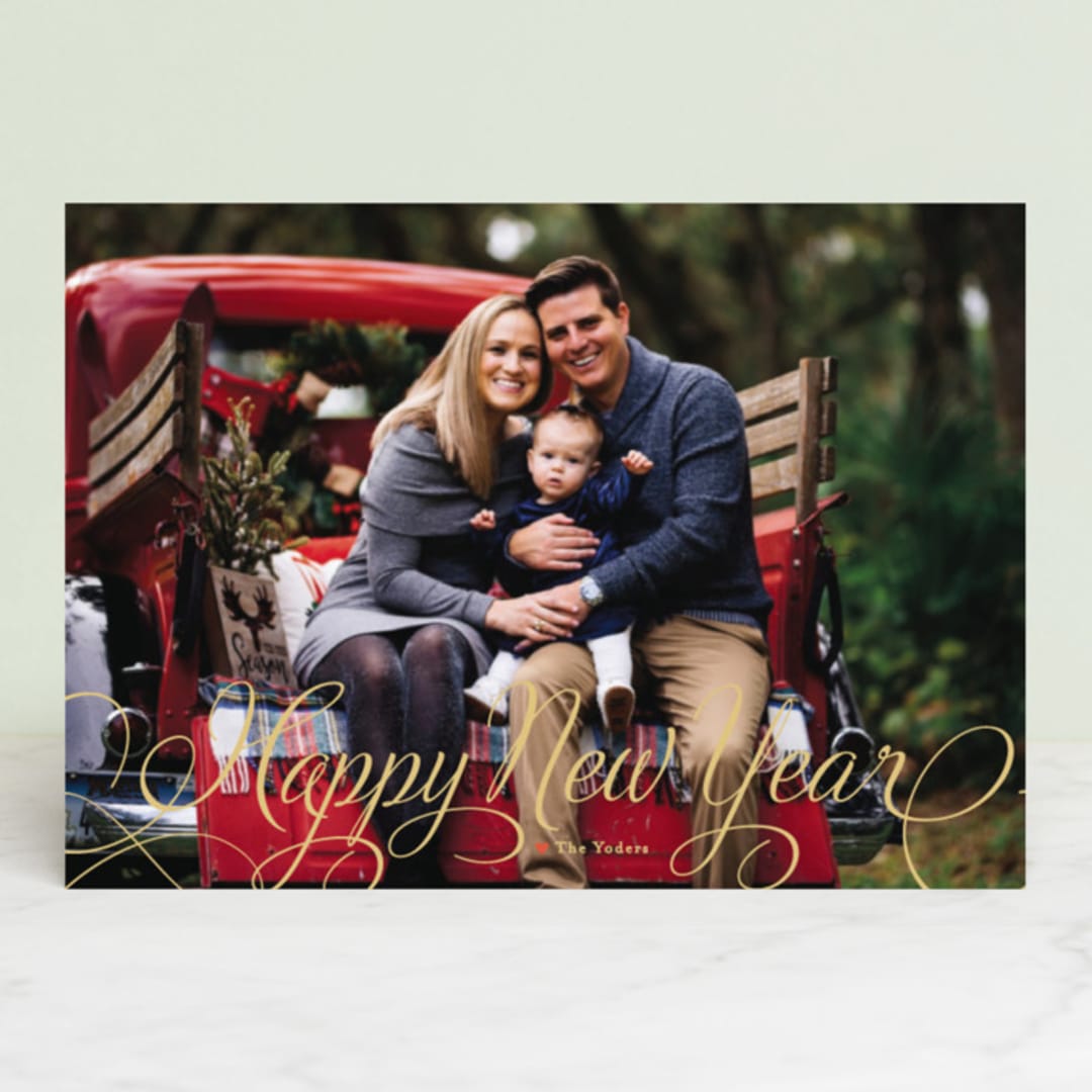 "Classic Merry" - Retired Holiday Cards in Golden by Alston Foster - Front