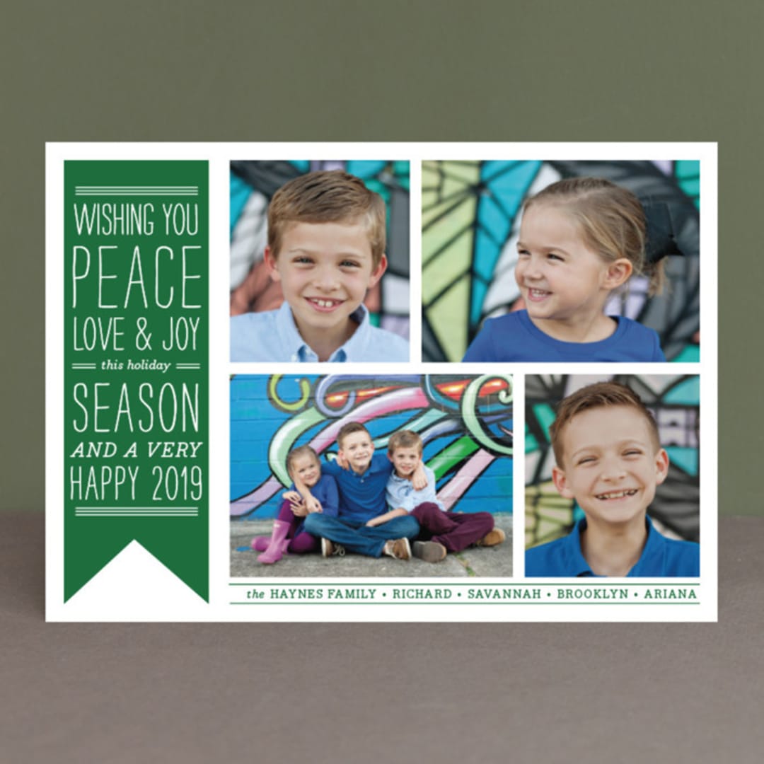 "Wish Banner" - Retired Holiday Cards in Evergreen by The Social Type - Front