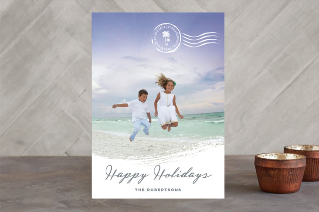 "Beach Holiday" - Retired Holiday Cards in Lava by BeachPaperCo - Front