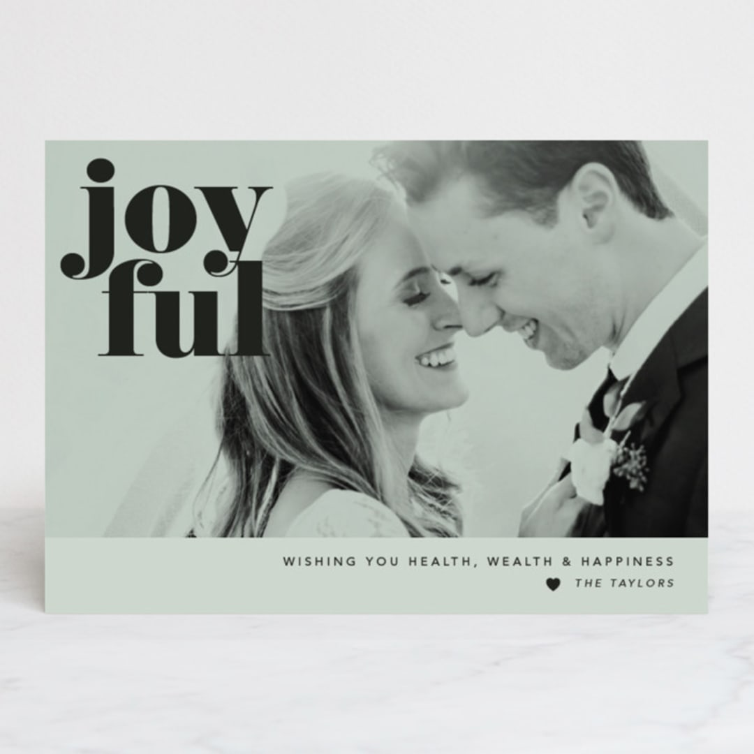 "Joyful Holidays" - Retired Holiday Cards in Seafoam by Hudson meet Rose - Front