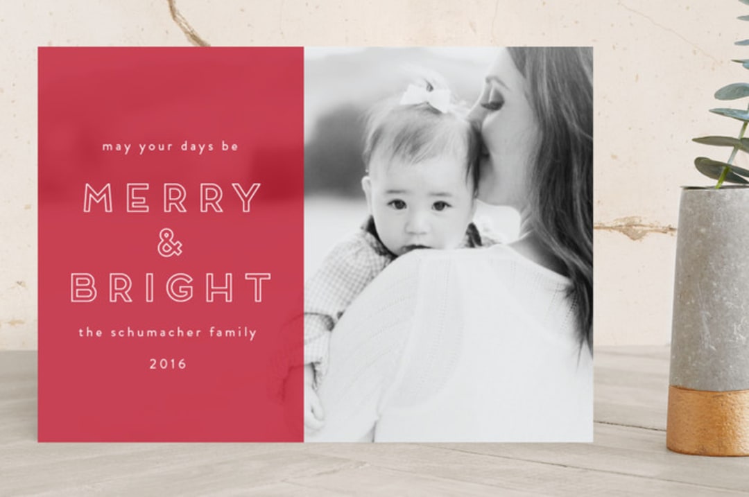 "Color Split " - Retired Holiday Cards in Ruby by Refound Nostalgia - Front