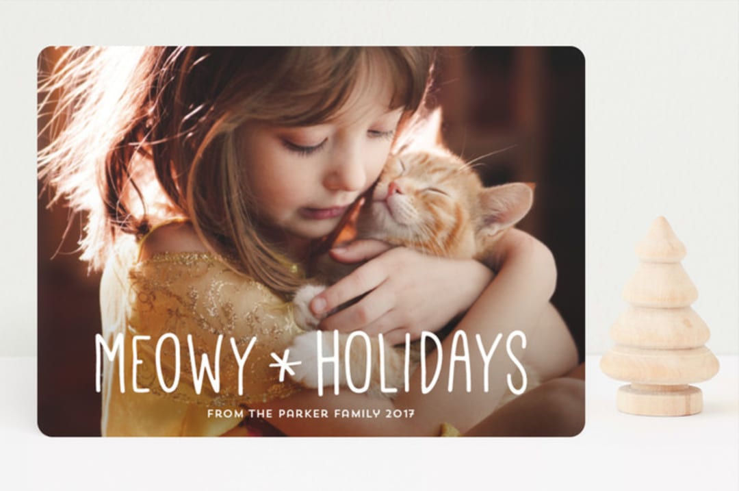 "Merry Kittymas" - Retired Holiday Cards in Snow by Anupama - Front