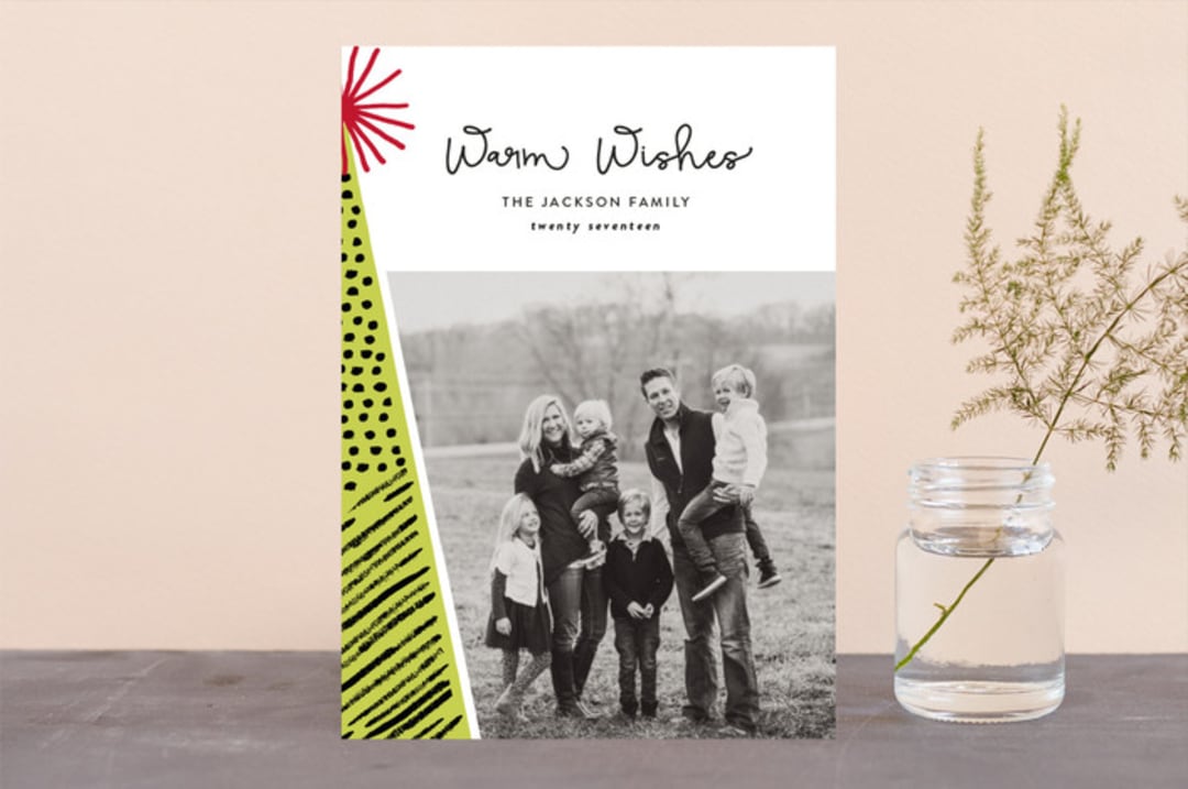 "tree merry" - Retired Holiday Cards in Lime by Rebecca Bowen - Front