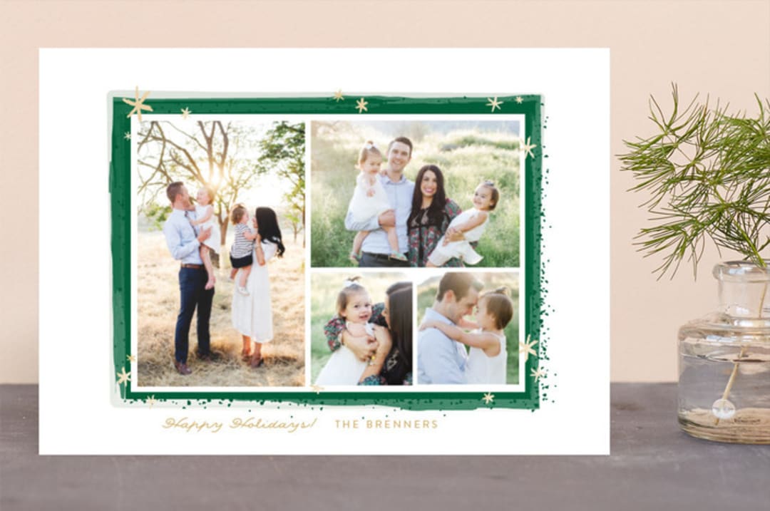 "Paint Splash Frame" - Retired Holiday Cards in Evergreen by Itsy Belle Studio - Front
