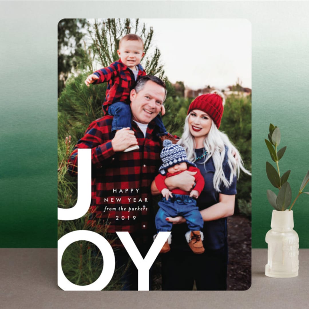 "Modern Joy" - Retired Holiday Cards in Snow by AK Graphics - Front