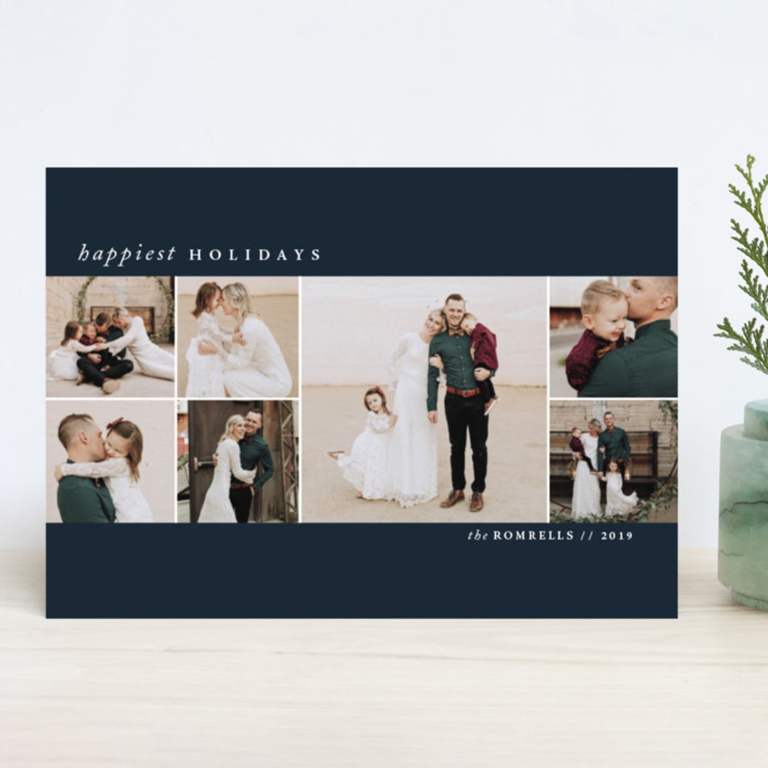 "Crisp Holidays" - Retired Holiday Cards in Navy by Danie Romrell - Front