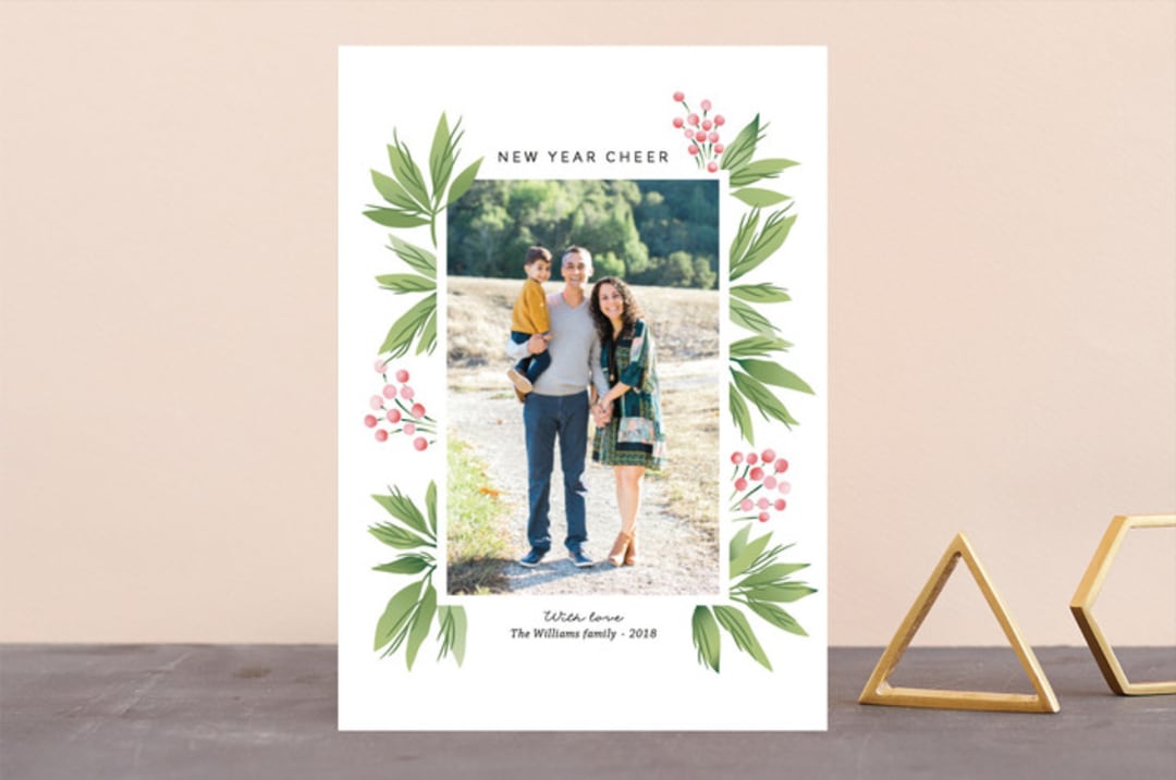 "Festive Conifers" - Retired Holiday Cards in Rose by Sharon O. - Front