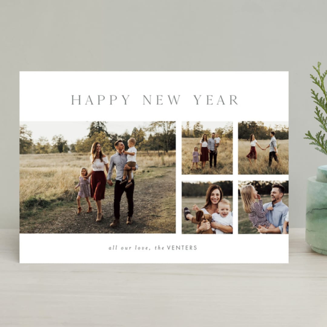 "Gallery Grid" - Retired Holiday Cards in Smoke by Sarah Curry - Front