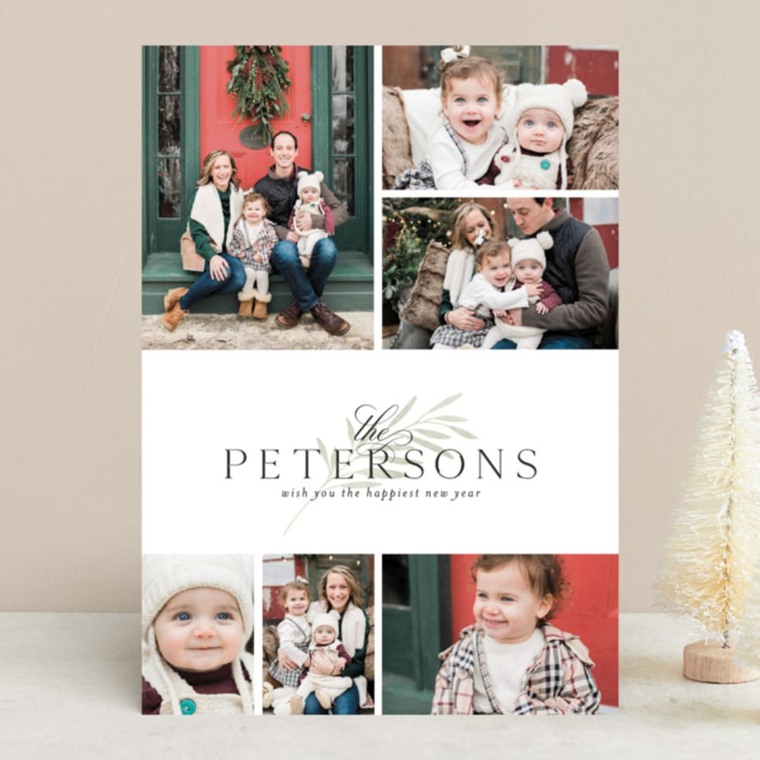 "Six" - Retired Holiday Cards in Sage by Melanie Kosuge - Front