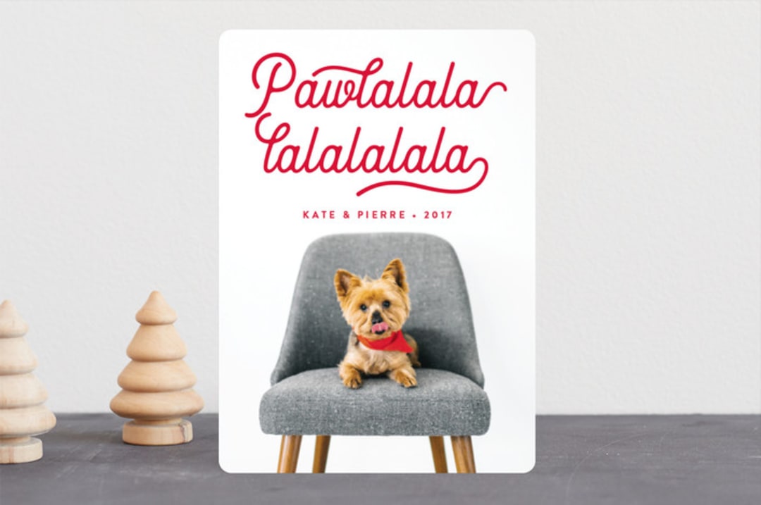 "Pawlala" - Retired Holiday Cards in Holly by Olivia Raufman - Front