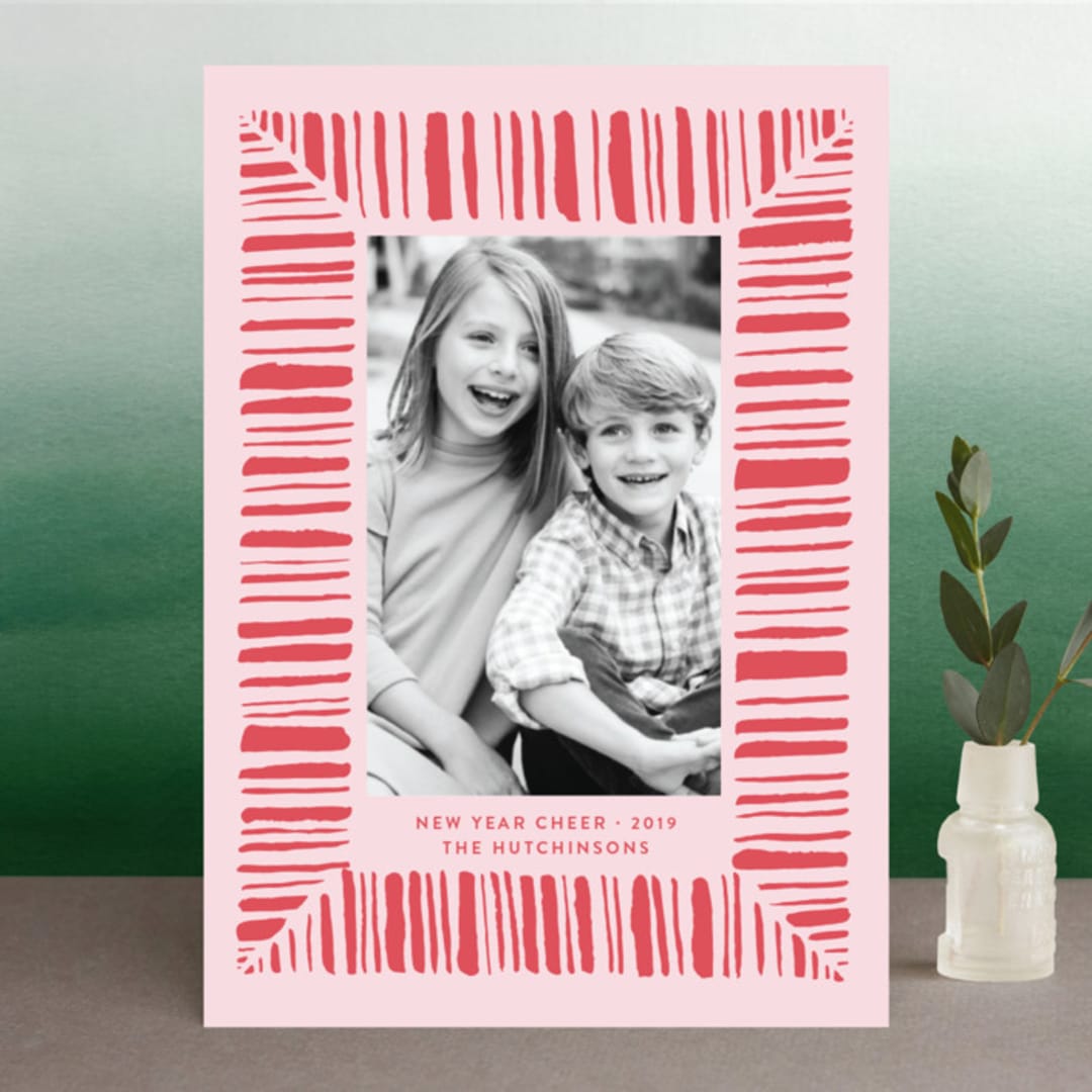 "Peppermint Cheer" - Retired Holiday Cards in Berry by Lagniappe Paper - Front