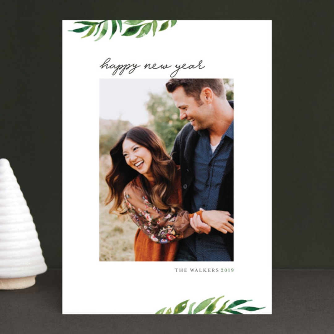 "Minimal Greenery" - Retired Holiday Cards in Pine by Monika Torun - Front