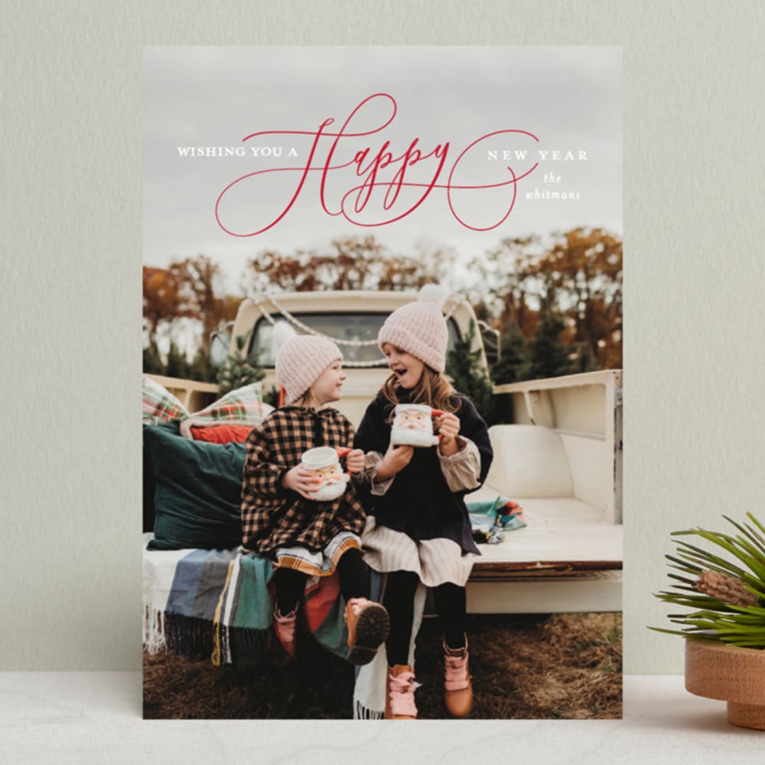 "Jubilantly" - Retired Holiday Cards in Ruby by Lauren Chism - Front