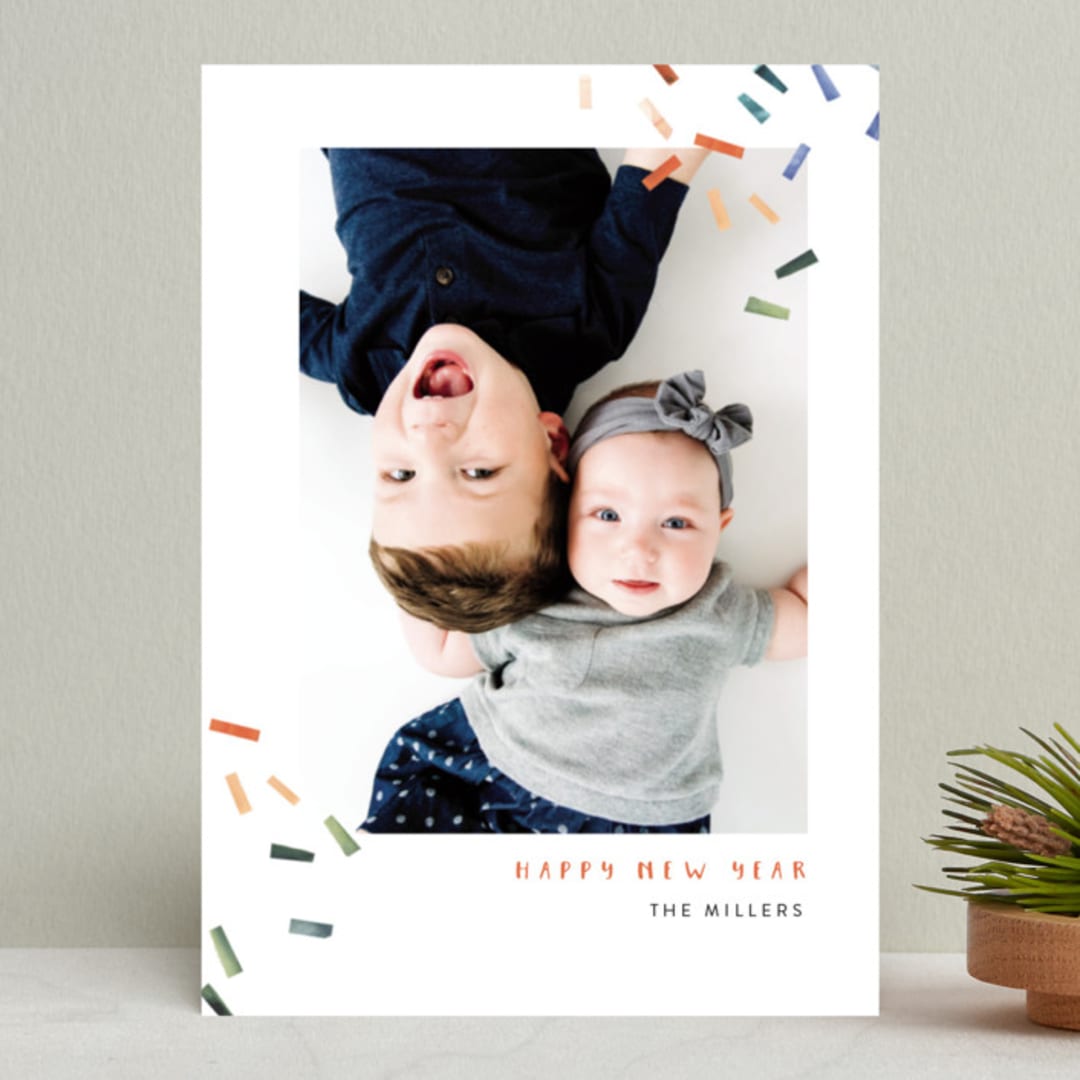 "Joyful Confetti" - Retired Holiday Cards in Poppy by Kelly Ventura - Front