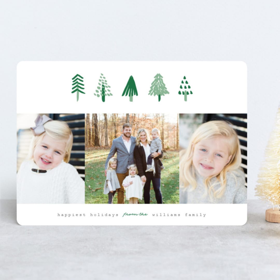"Tiny Trees" - Retired Holiday Cards in Balsam Fir by Melissa Egan of Pistols - Front