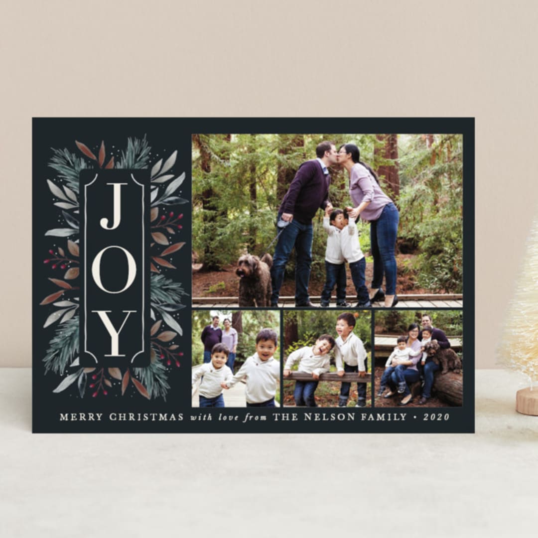"Forest Pines" - Retired Holiday Cards in Charcoal by Jamie Schultz Designs - Front