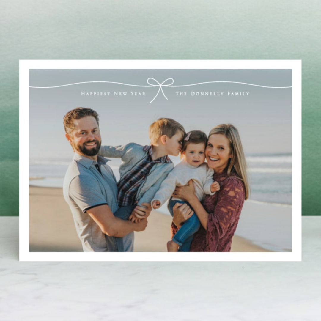 "tied in a bow" - Retired Holiday Cards in Linen by Erin Deegan - Front