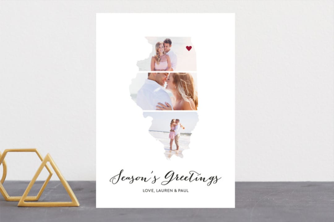 "Love Location" - Retired Holiday Cards in Snow by Heather Buchma - Front