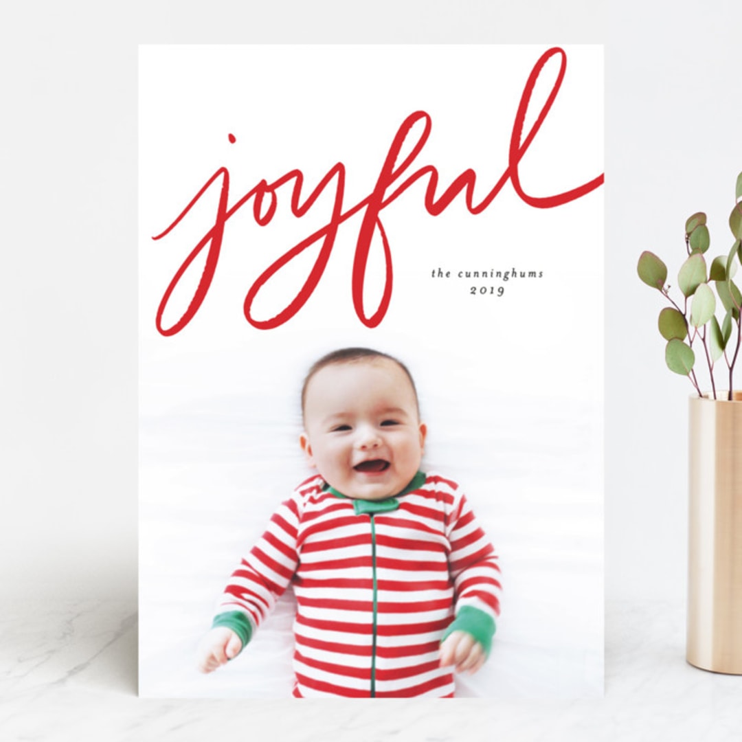 "Joyful Note" - Retired Holiday Cards in Berry by Lea Velasquez - Front