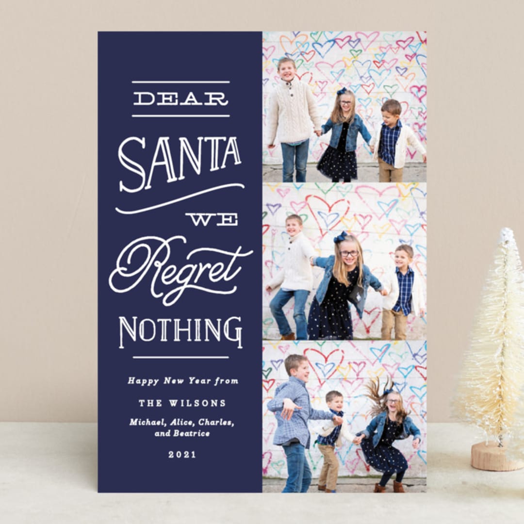 "No Regrets" - Retired Holiday Cards in Indigo by Olivia Raufman - Front