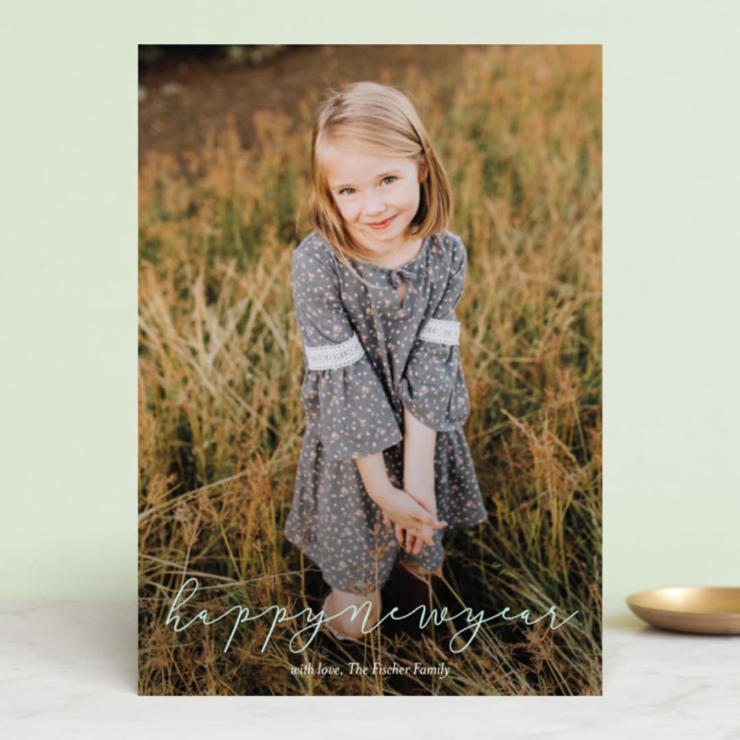 "Softly Scripted" - Retired Holiday Cards in Glacier by Jessica Williams - Front