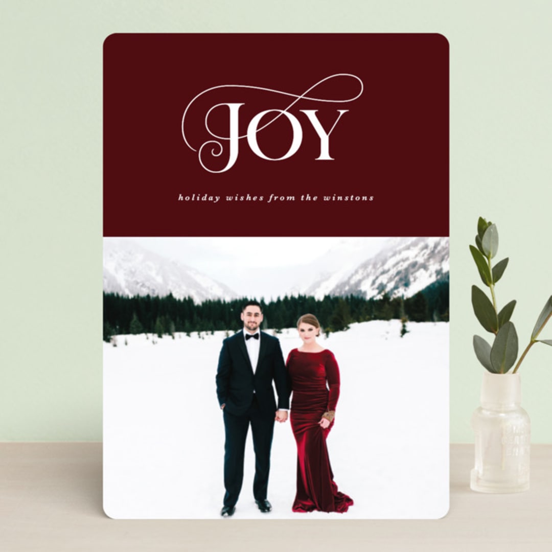 "Elegantly Stated" - Retired Holiday Cards in Maroon by Ekko Studio - Front