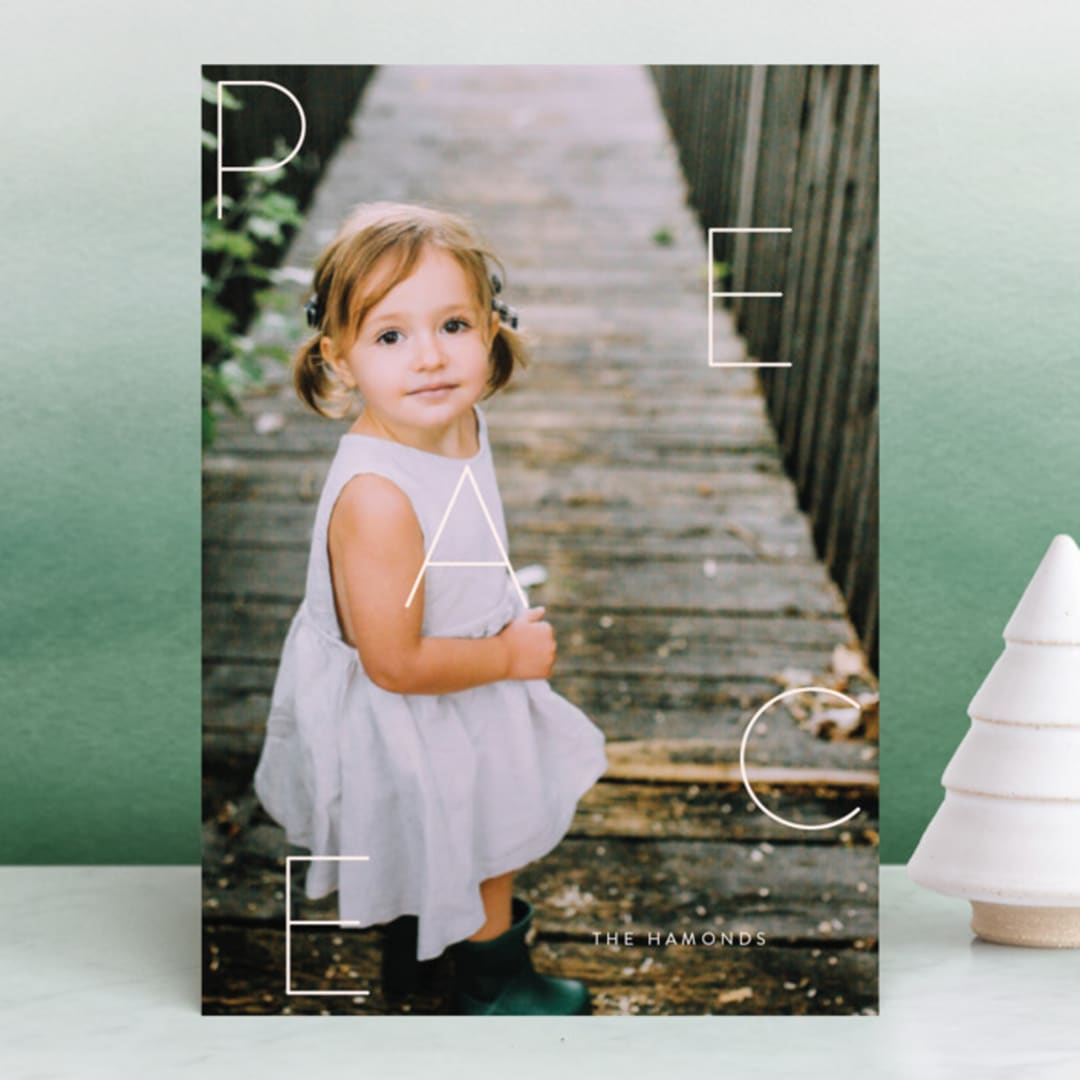 "Spread Peace" - Retired Holiday Cards in Blush by Jessica Maslyn - Front