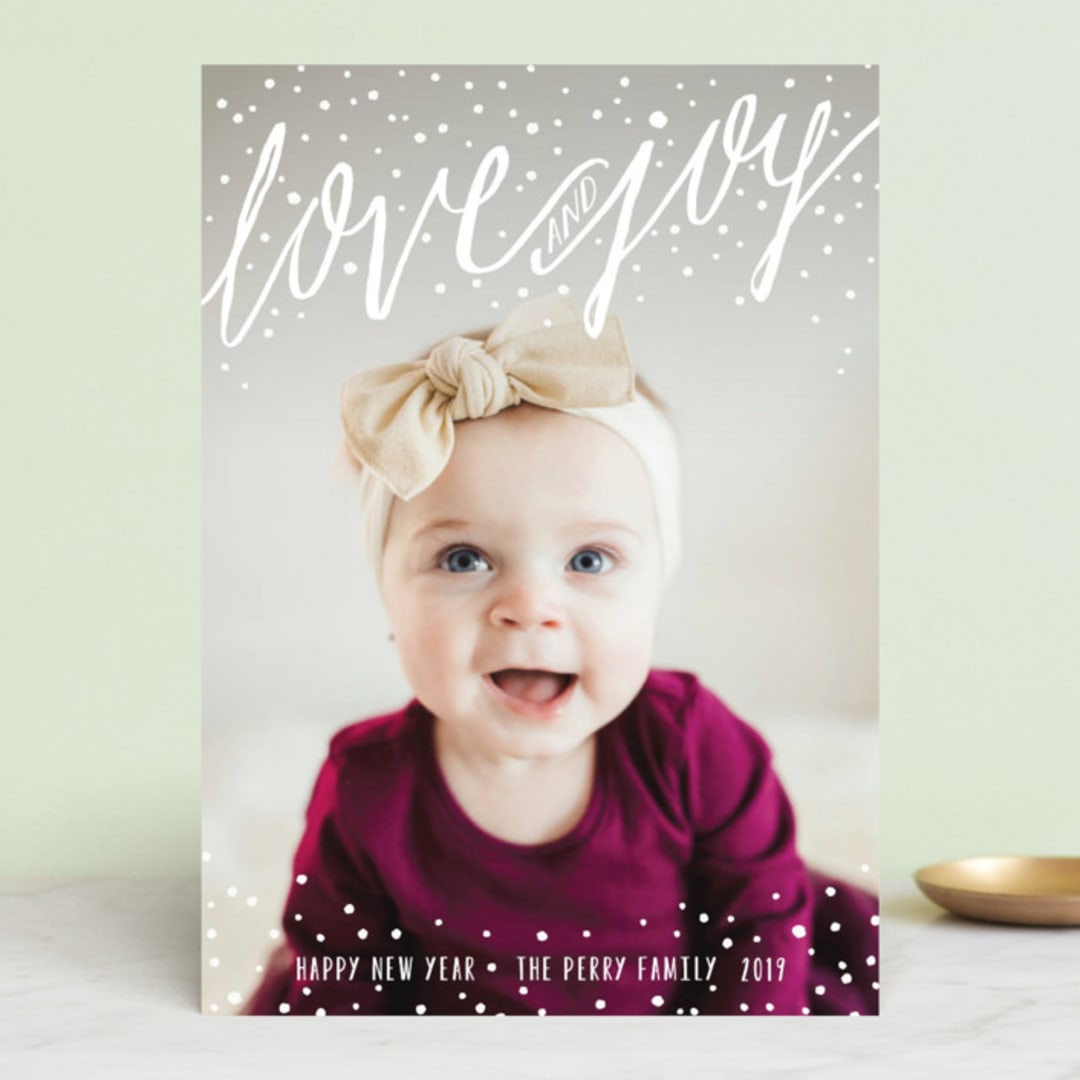 "Snowy Love and Joy" - Retired Holiday Cards in Snow by Melanie Severin - Front