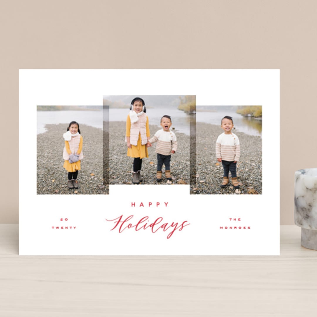 "Delightful Trio" - Retired Holiday Cards in Cherry by Hooray Creative - Front