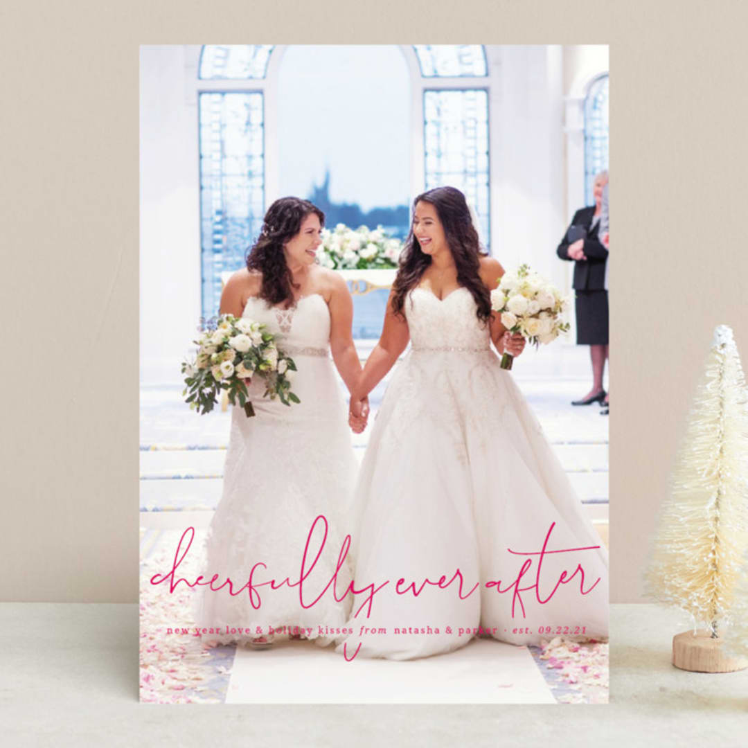 "Our Merrily Ever After" - Retired Holiday Cards in Peony by fatfatin - Front