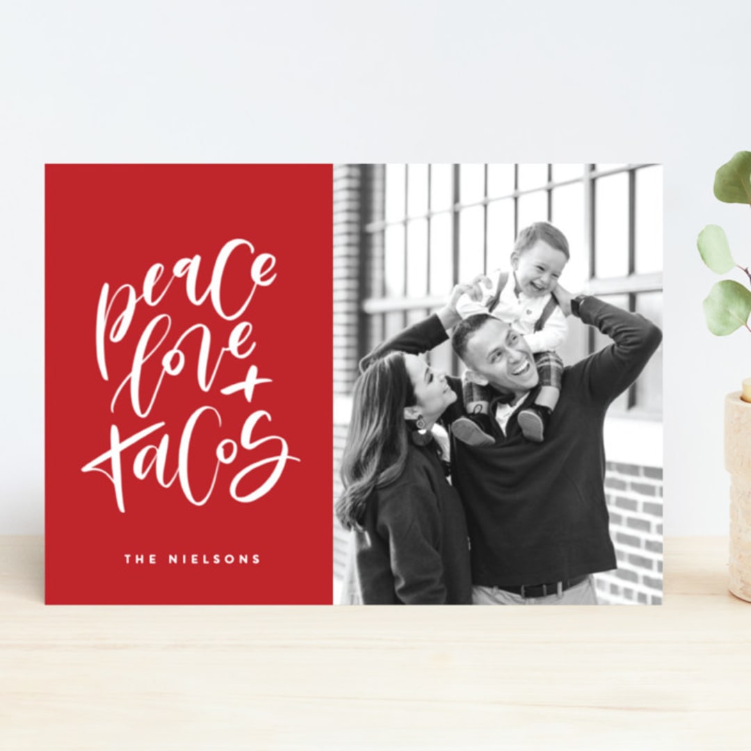 "Because Tacos" - Retired Holiday Cards in Pico De Gallo by Erin L. Wilson - Front