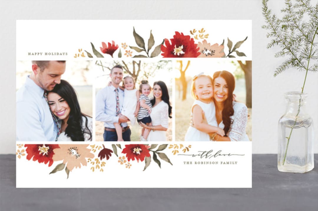 "Poinsettia Gardens" - Retired Holiday Cards in Poinsettia by Wildfield Paper Co - Front
