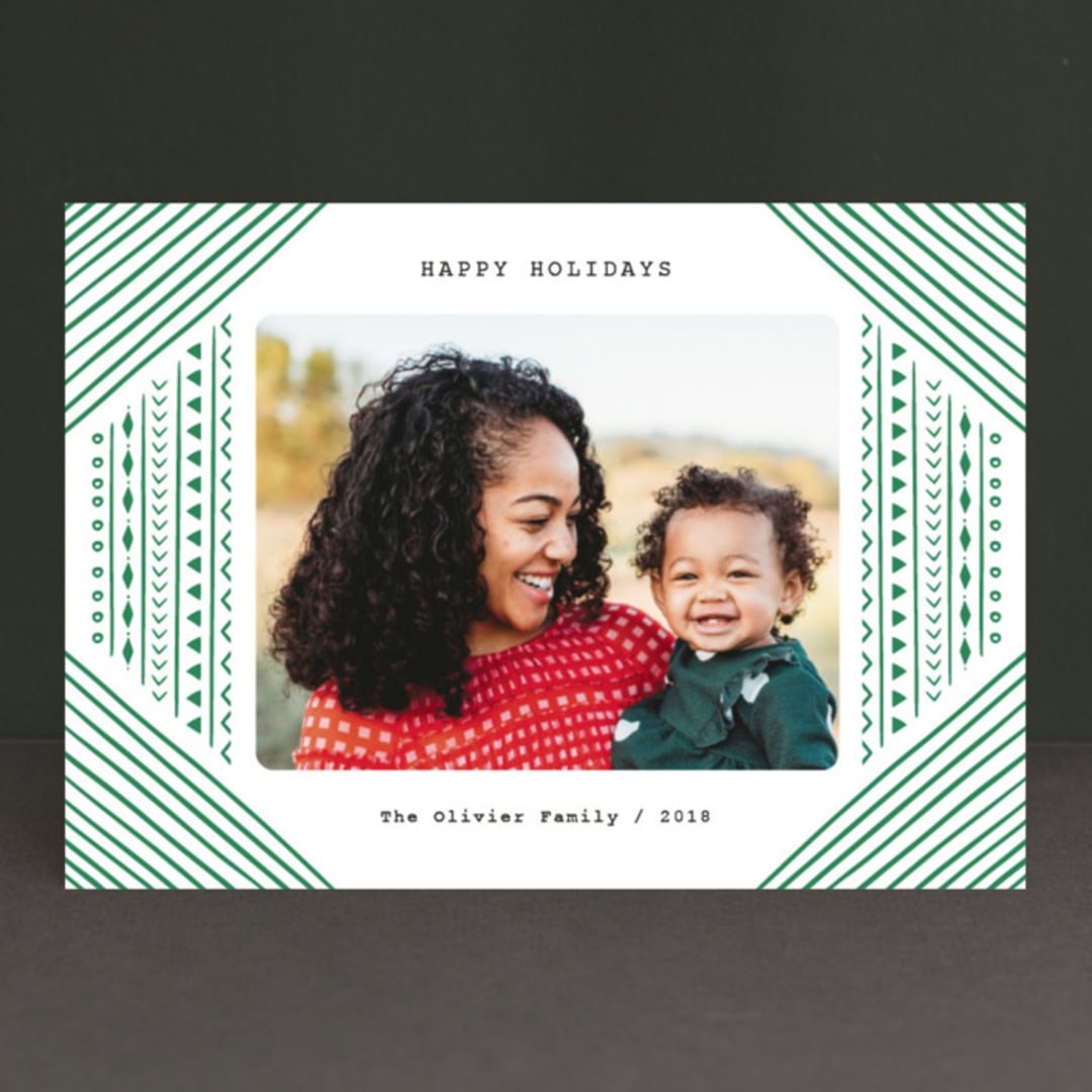 "Tribal Holiday" - Retired Holiday Cards in Shamrock by Iba Aziz - Front