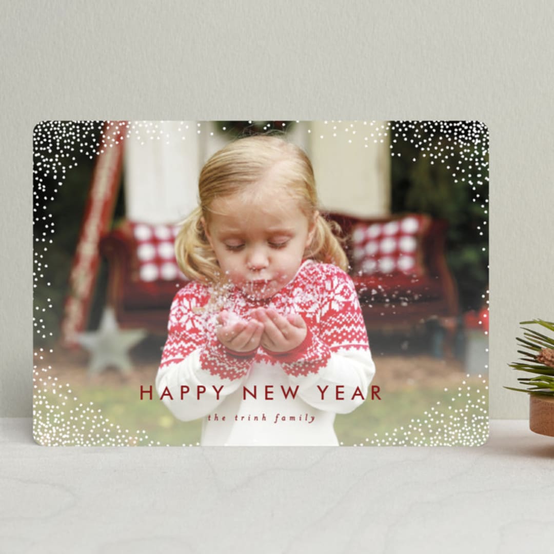 "Flurry" - Retired Holiday Cards in Crimson by AK Graphics - Front
