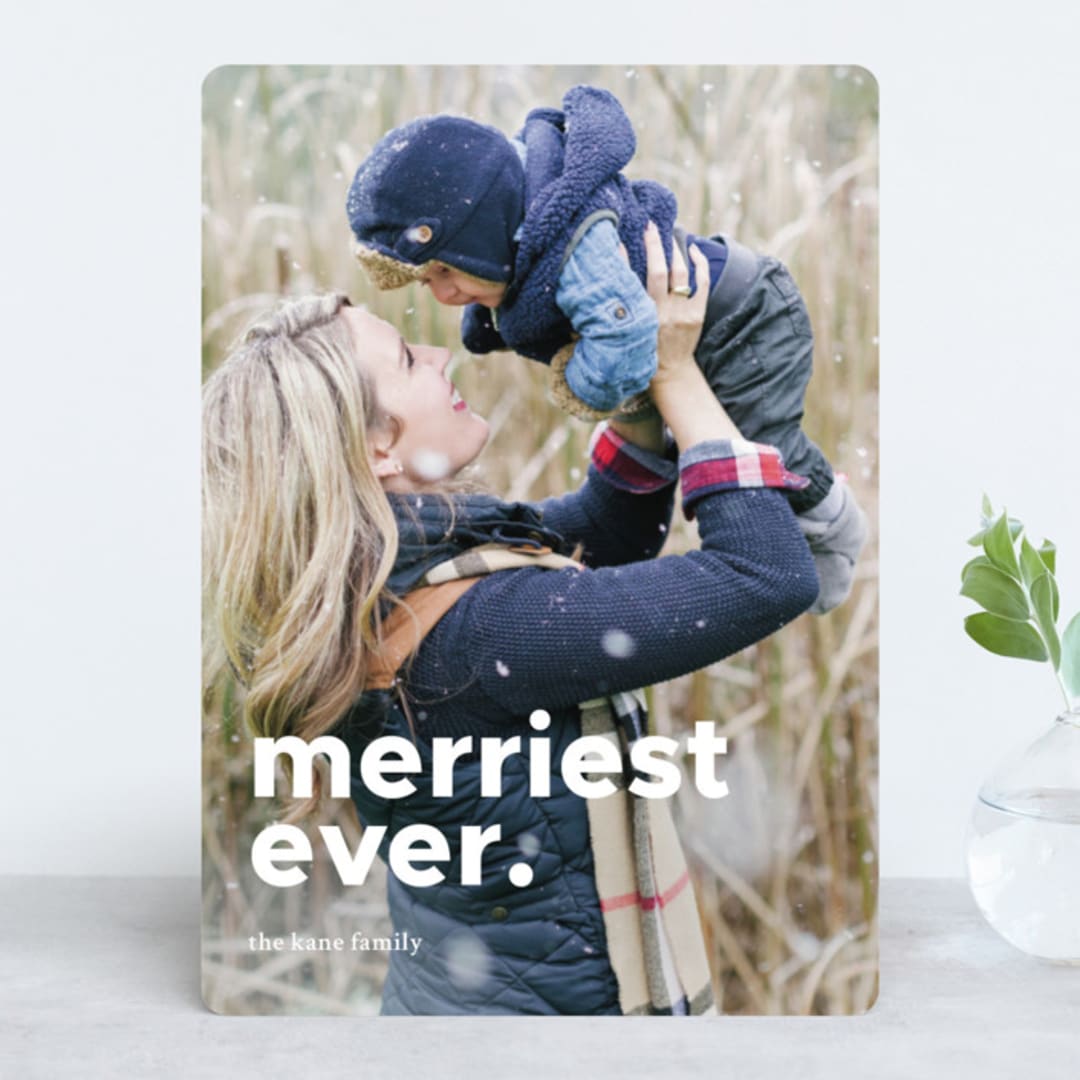 "merriest ever bold" - Retired Holiday Cards in Linen by Stacie Stankos - Front