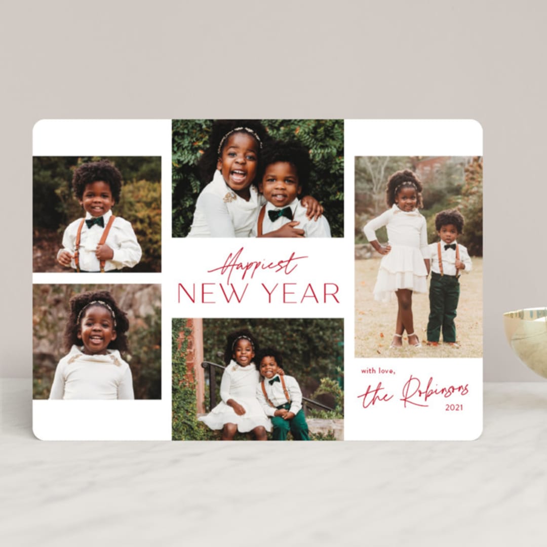 "Signature Collage" - Retired Holiday Cards in Cherry by Jessica Williams - Front