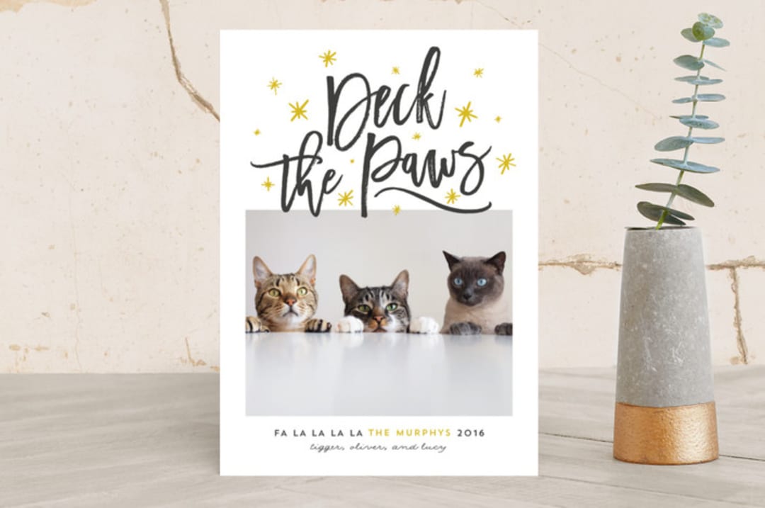 "Deck The Paws" - Retired Holiday Cards in Golden by Lisa Cersovsky - Front