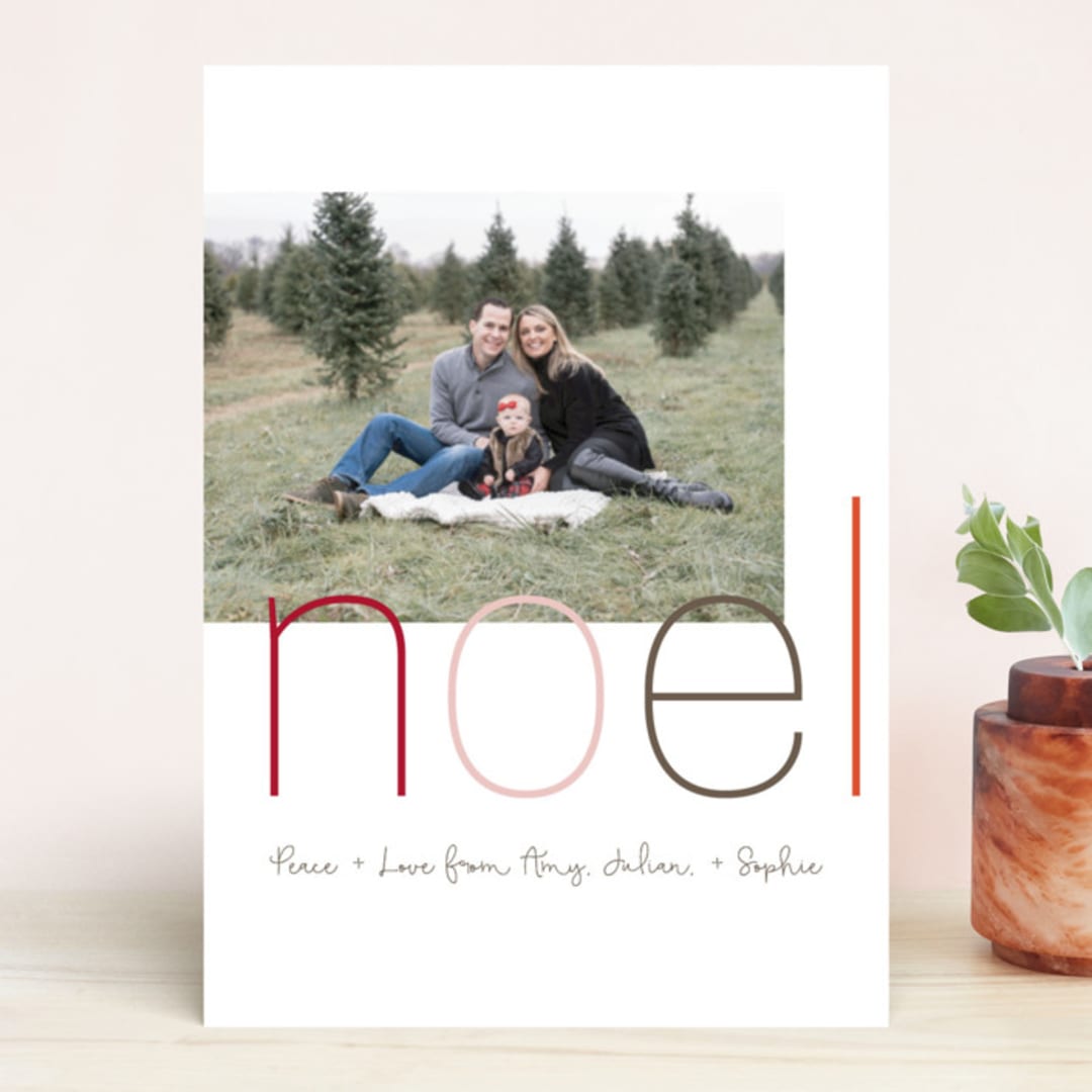"Skinny Noel" - Retired Holiday Cards in Peppermint by Merian - Front