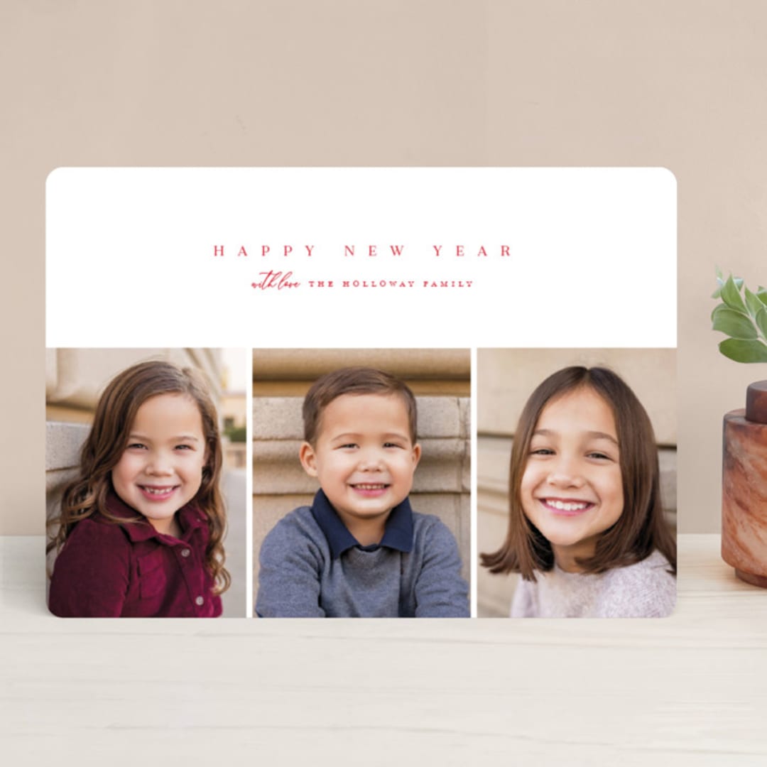 "Triple" - Retired Holiday Cards in Cardinal by Melanie Kosuge - Front