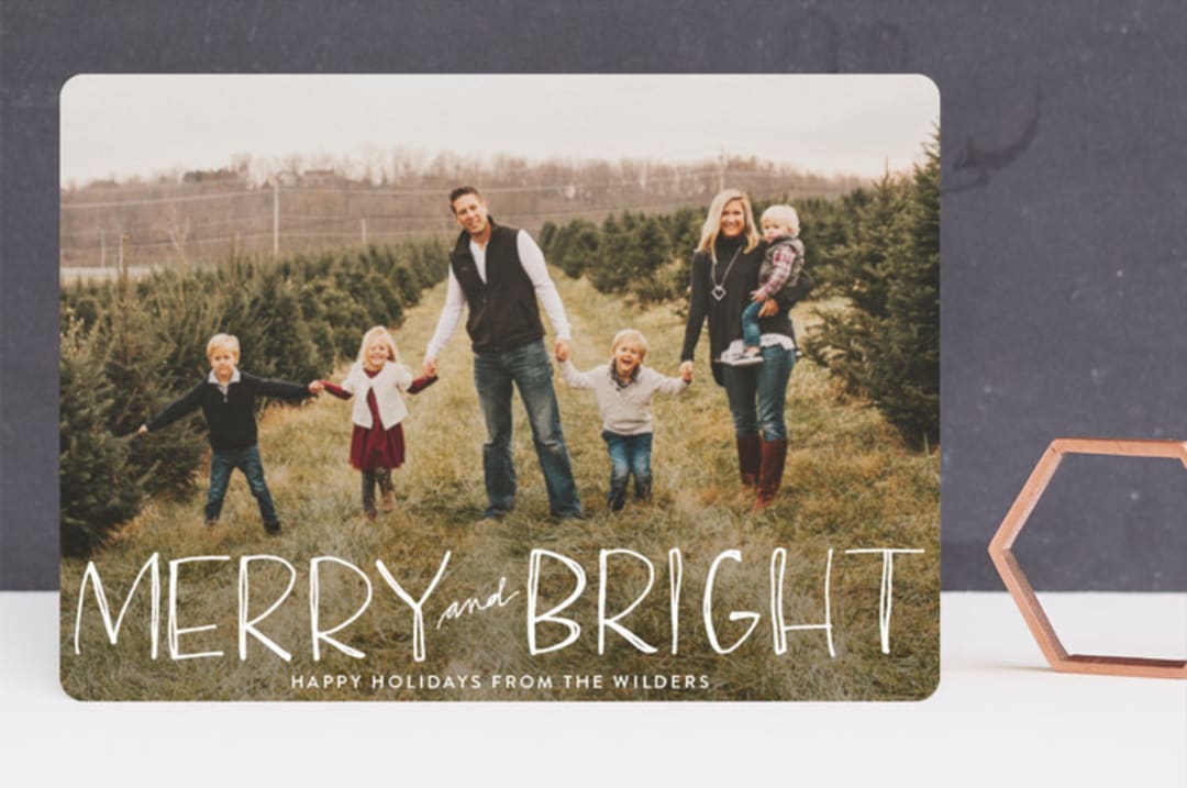 "Be Merry and Bright" - Retired Holiday Cards in Snow by Annie Montgomery - Front