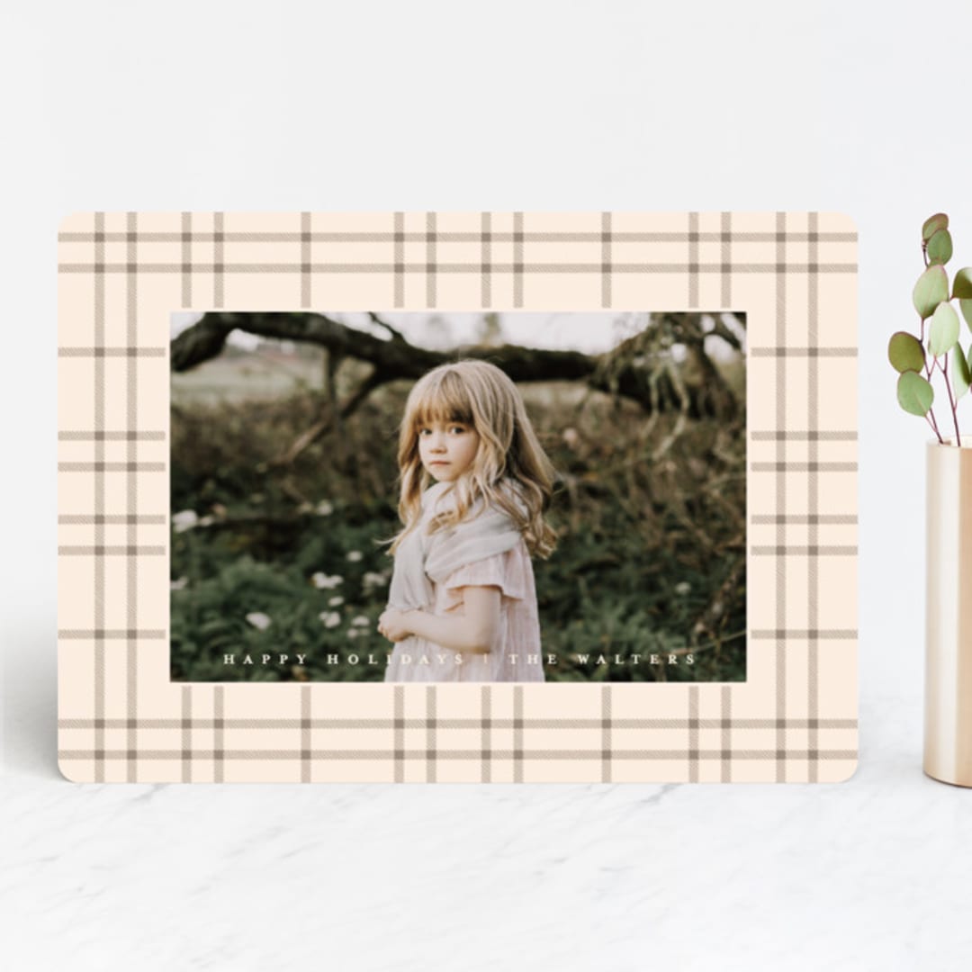 "Classic Plaid" - Retired Holiday Cards in Smoke by Julie Murray - Front