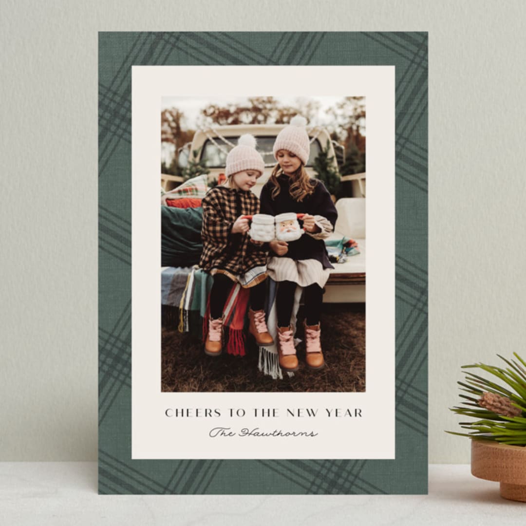 "Cozy Plaid" - Retired Holiday Cards in Pine by Annie Holmquist - Front