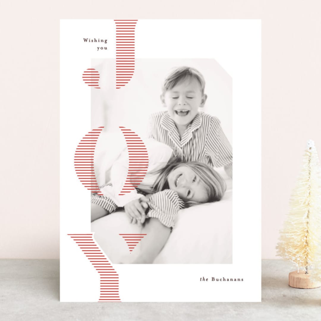 "Stripe" - Retired Holiday Cards in Peppermint by Julie Murray - Front
