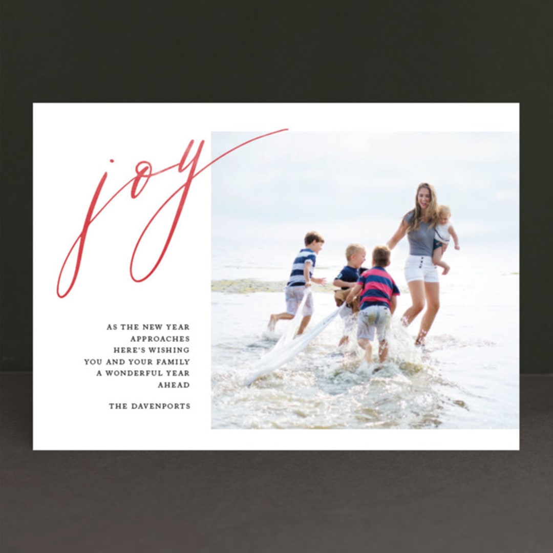 "Unbridled Joy" - Retired Holiday Cards in Ruby by That Girl Press - Front