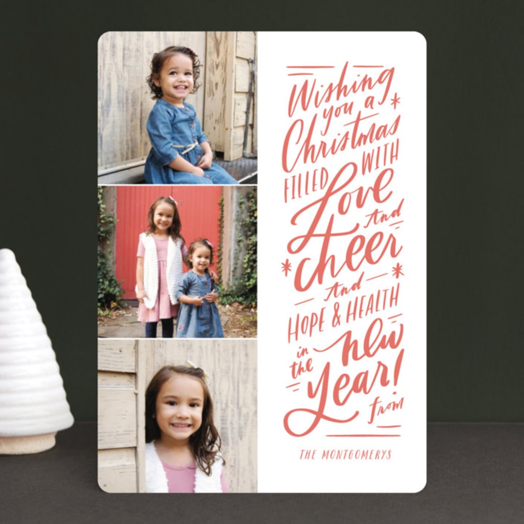 "Love and Cheer" - Retired Holiday Cards in Cherry by Julie Murray - Front