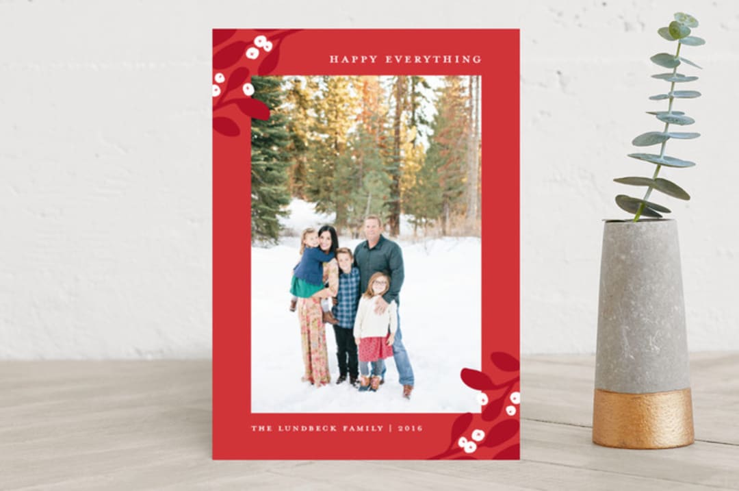 "Wrapped In Mistletoe" - Retired Holiday Cards in Deep Berry by Kerry Doyle - Front