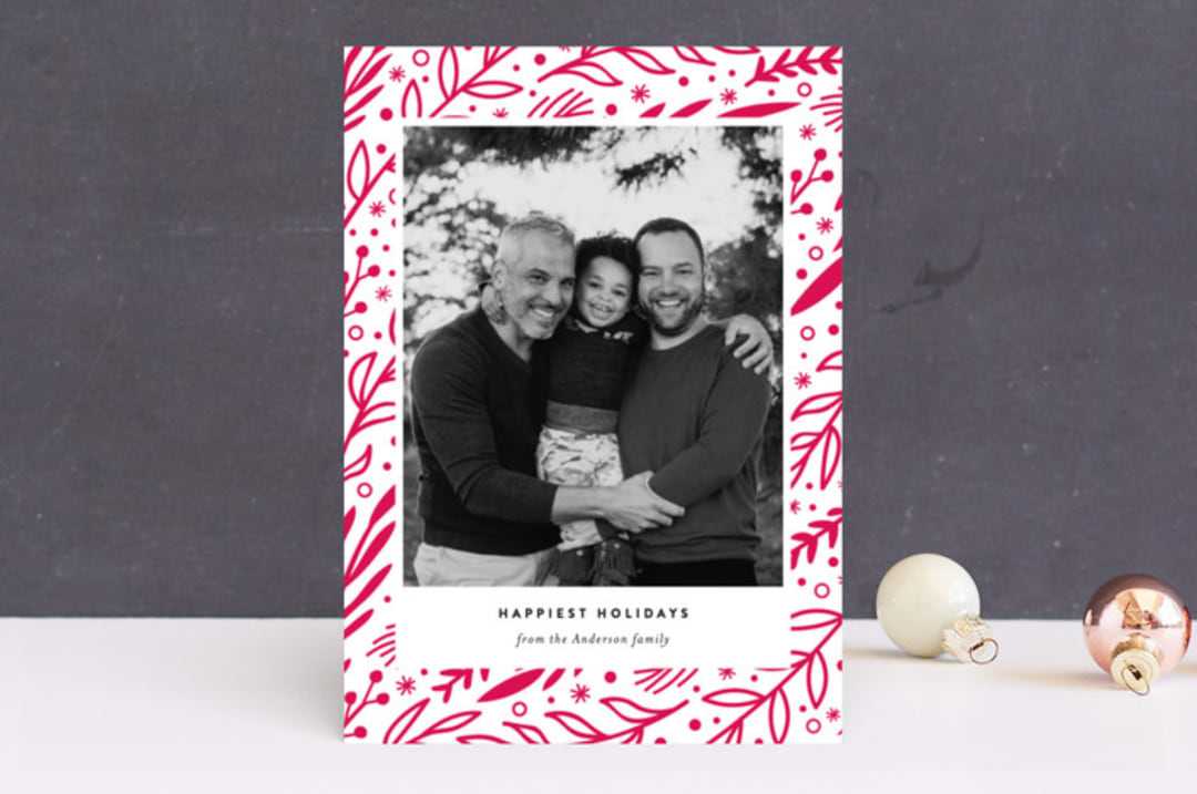"Rustic Branches" - Retired Holiday Cards in Cranberry by Jana Volfova - Front