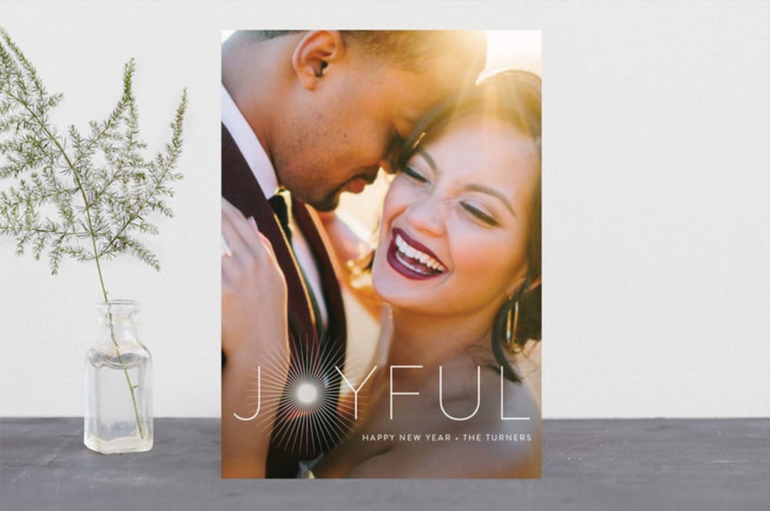 "Joyful & Glowing" - Retired Holiday Cards in Pearl by Chryssi Tsoupanarias - Front
