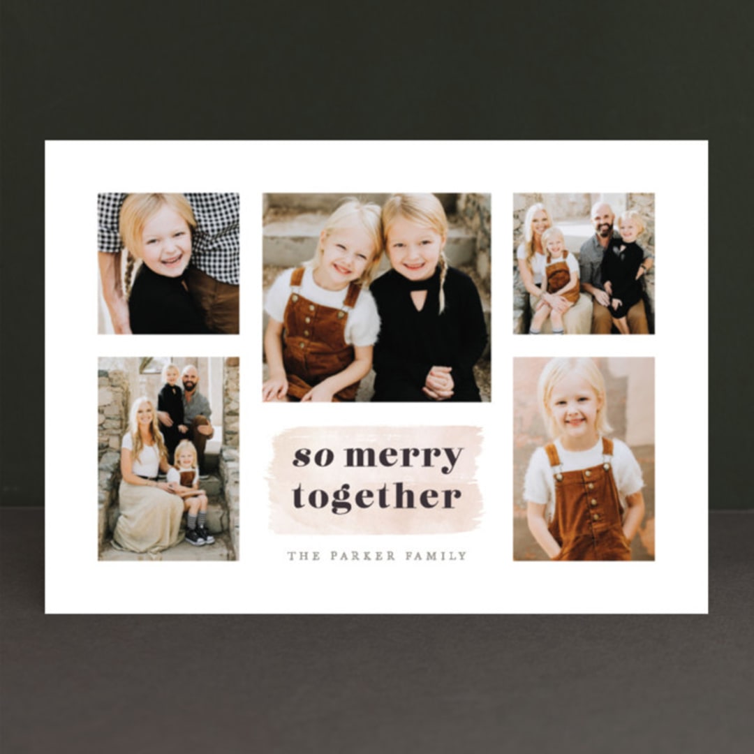 "So Merry Together" - Retired Holiday Cards in Blush by Hooray Creative - Front